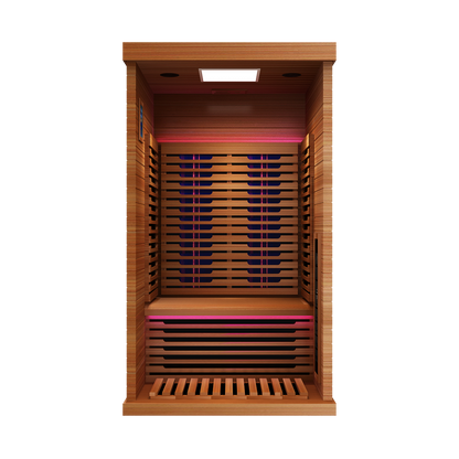 Peak Saunas Rainier 1-Person Full Spectrum Infrared Sauna with Built-In XL Medical-Grade Red Light Therapy & Smart WiFi App Control
