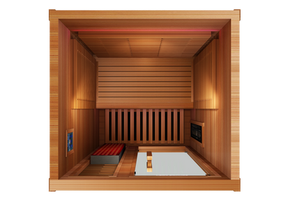 Peak Saunas Rainier 1-Person Full Spectrum Infrared Sauna with Built-In XL Medical-Grade Red Light Therapy & Smart WiFi App Control