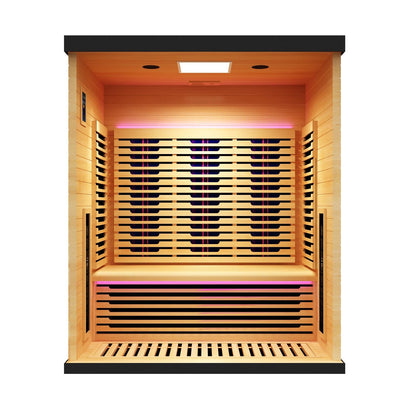 Peak Saunas Denali Luxury 3-Person Full Spectrum Infrared Sauna with Built-In XL Medical-Grade Red Light Therapy & Smart WiFi App Control