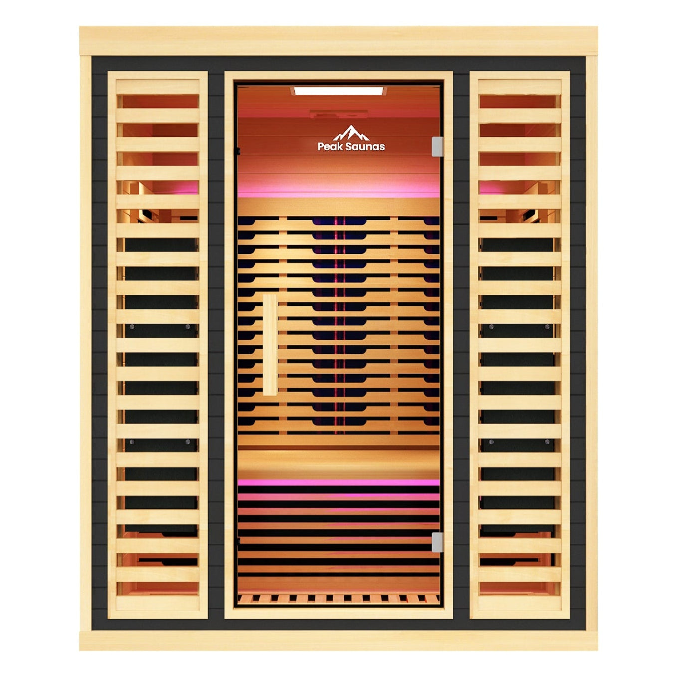 Peak Saunas Denali Luxury 3-Person Full Spectrum Infrared Sauna with Built-In XL Medical-Grade Red Light Therapy & Smart WiFi App Control