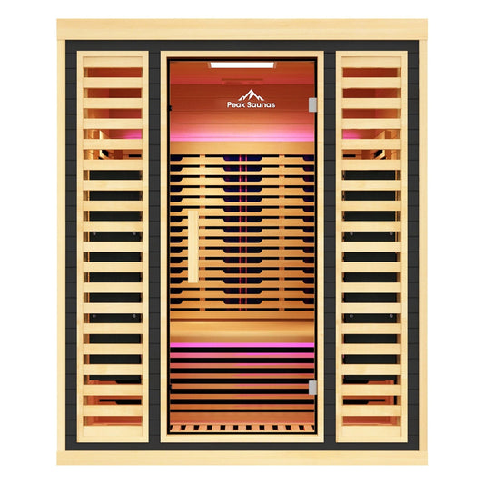 Peak Saunas Denali Luxury 3-Person Full Spectrum Infrared Sauna with Built-In XL Medical-Grade Red Light Therapy & Smart WiFi App Control