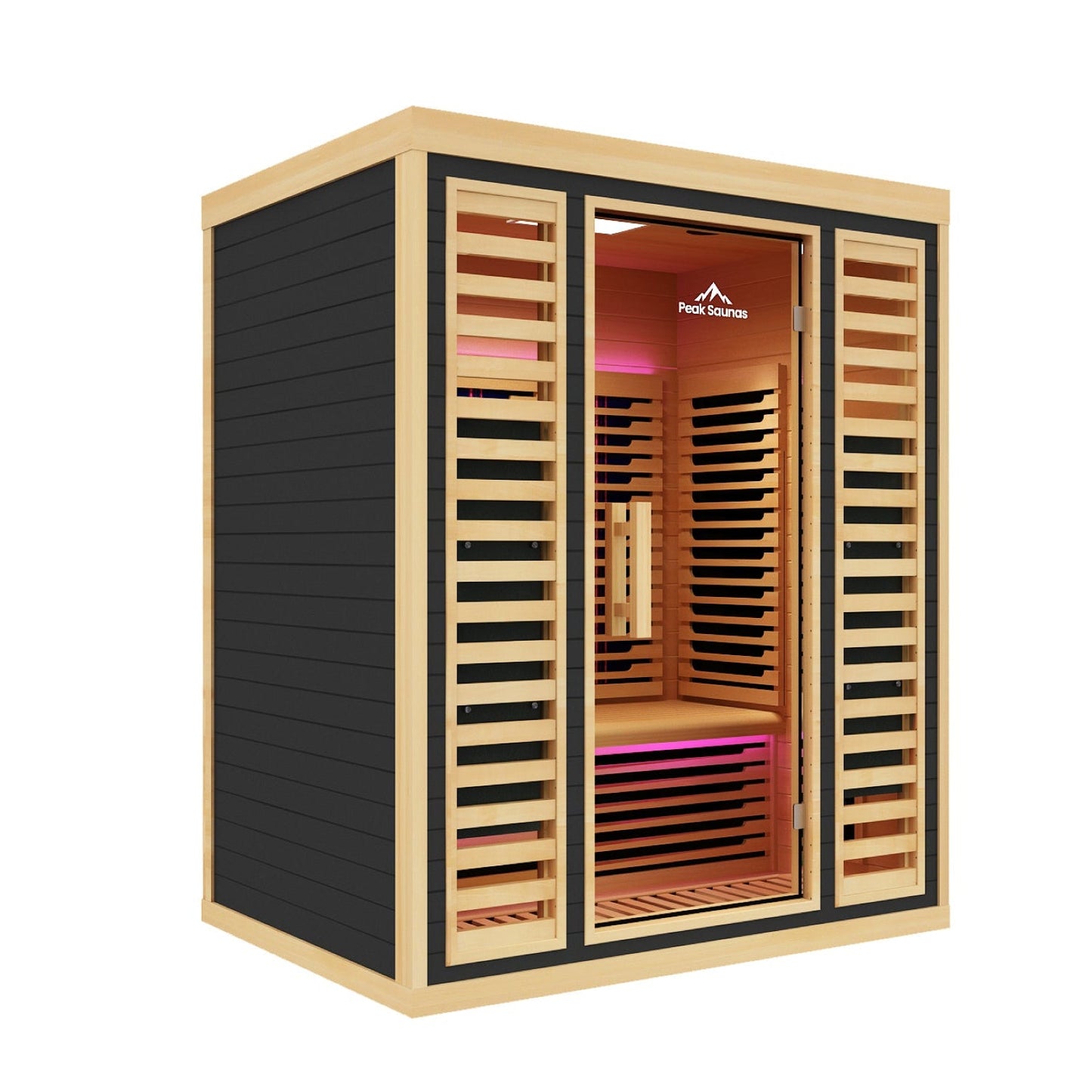 Peak Saunas Denali Luxury 3-Person Full Spectrum Infrared Sauna with Built-In XL Medical-Grade Red Light Therapy & Smart WiFi App Control