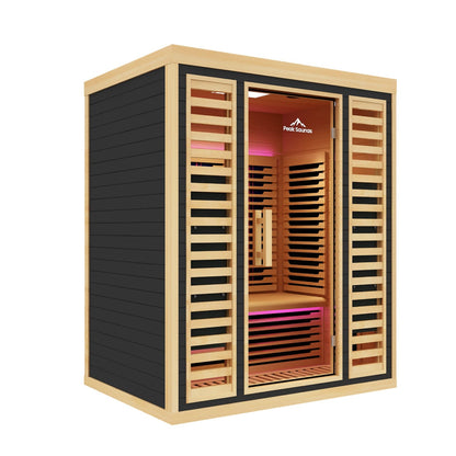 Peak Saunas Denali Luxury 3-Person Full Spectrum Infrared Sauna with Built-In XL Medical-Grade Red Light Therapy & Smart WiFi App Control