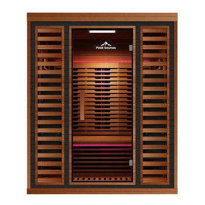 Peak Saunas Matterhorn Luxury 3-Person Full Spectrum Infrared Sauna with Built-In XL Medical-Grade Red Light Therapy & Smart WiFi App Control