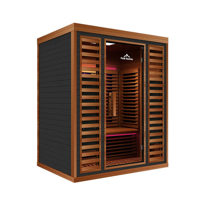 Peak Saunas Matterhorn Luxury 3-Person Full Spectrum Infrared Sauna with Built-In XL Medical-Grade Red Light Therapy & Smart WiFi App Control