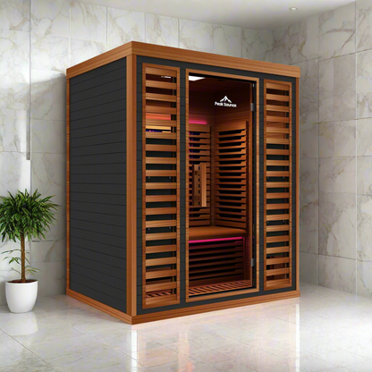Peak Saunas Matterhorn Luxury 3-Person Full Spectrum Infrared Sauna with Built-In XL Medical-Grade Red Light Therapy & Smart WiFi App Control