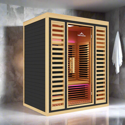 Peak Saunas Denali Luxury 3-Person Full Spectrum Infrared Sauna with Built-In XL Medical-Grade Red Light Therapy & Smart WiFi App Control