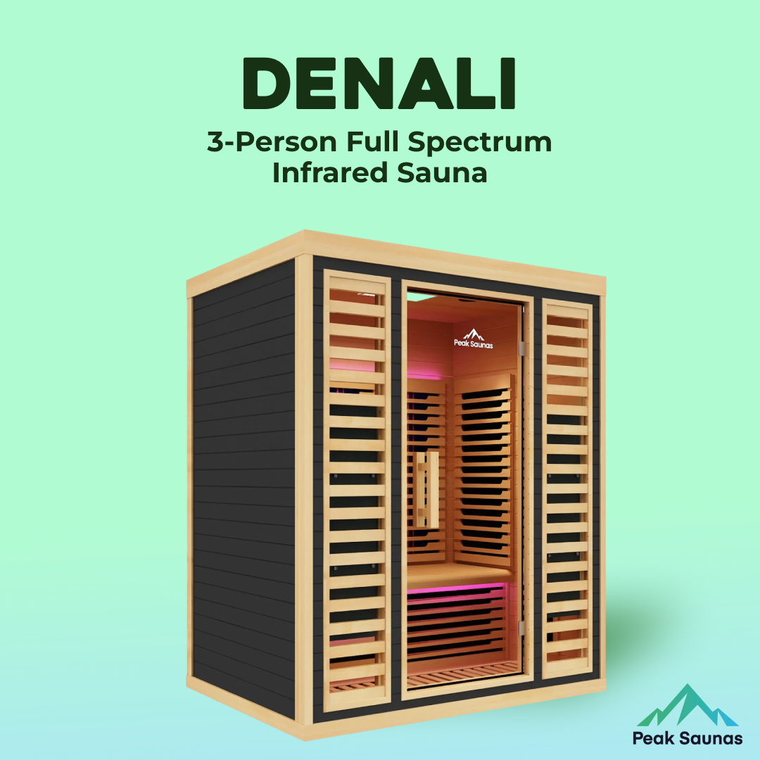 Peak Saunas Denali Luxury 3-Person Full Spectrum Infrared Sauna with Built-In XL Medical-Grade Red Light Therapy & Smart WiFi App Control