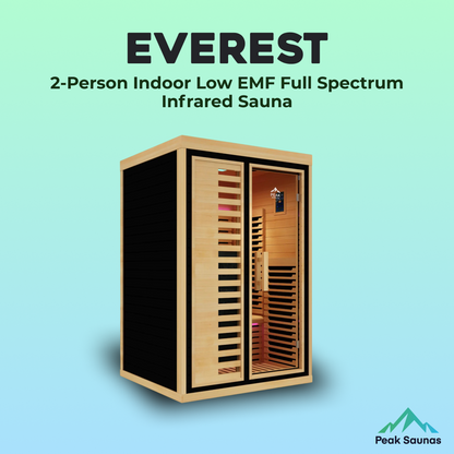 Peak Saunas Everest 2-Person Full Spectrum Infrared Sauna with Built-In XL Medical-Grade Red Light Therapy & Smart WiFi App Control