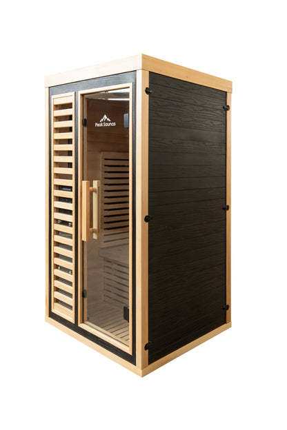 Peak Saunas Shasta 1-Person Full Spectrum Infrared Sauna with Built-In XL Medical-Grade Red Light Therapy & Smart WiFi App Control