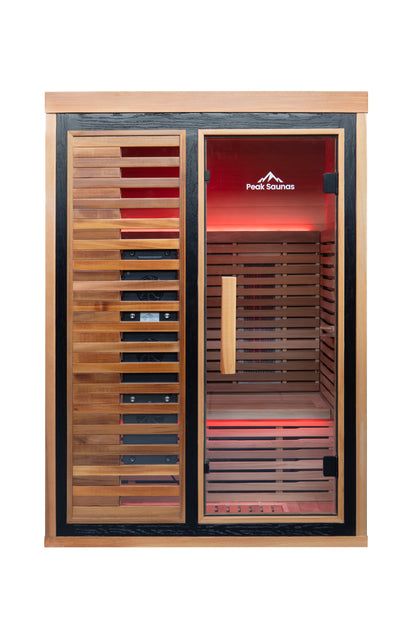 Peak Saunas Fuji 2-Person Full Spectrum Infrared Sauna with Built-In XL Medical-Grade Red Light Therapy & Smart WiFi App Control