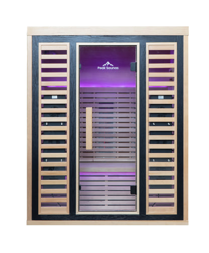 Peak Saunas Denali Luxury 3-Person Full Spectrum Infrared Sauna with Built-In XL Medical-Grade Red Light Therapy & Smart WiFi App Control