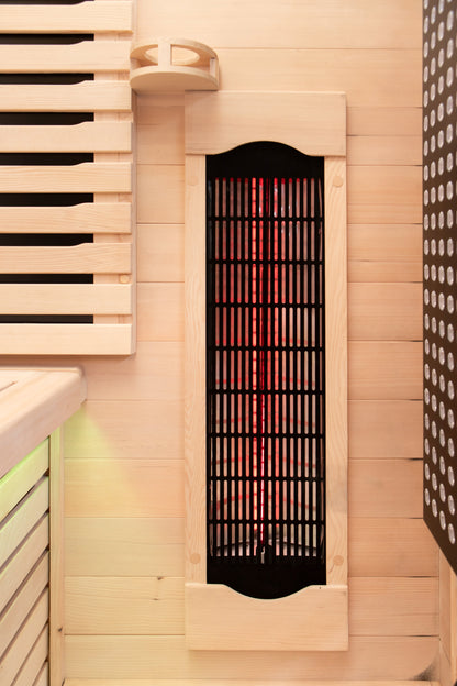 Peak Saunas Denali Luxury 3-Person Full Spectrum Infrared Sauna with Built-In XL Medical-Grade Red Light Therapy & Smart WiFi App Control