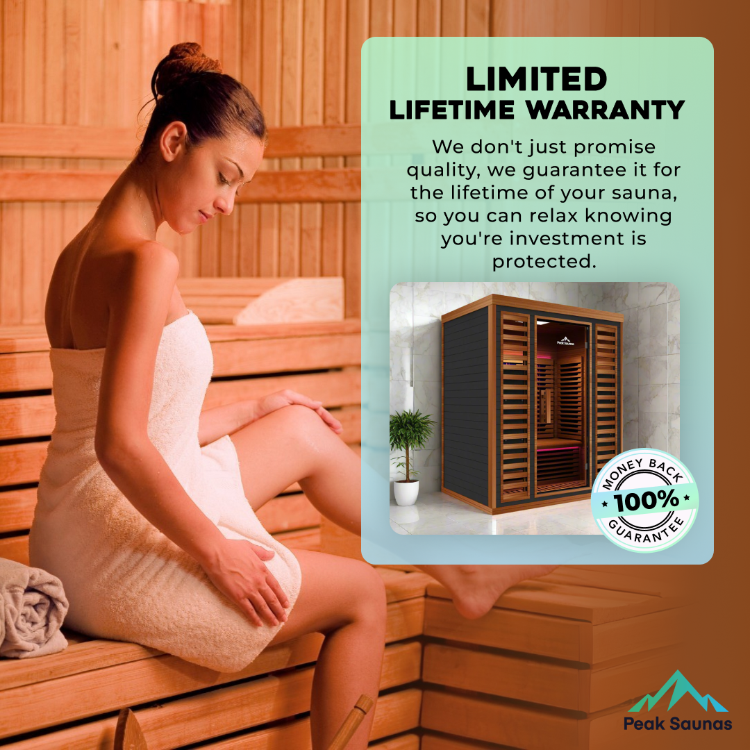 Peak Saunas Matterhorn Luxury 3-Person Full Spectrum Infrared Sauna with Built-In XL Medical-Grade Red Light Therapy & Smart WiFi App Control