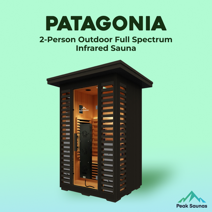 Peak Saunas Patagonia 2-Person Outdoor Full Spectrum Infrared Sauna with Built-In XL Medical-Grade Red Light Therapy and Smart WiFi App Control