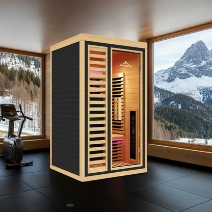Peak Saunas Shasta 1-Person Full Spectrum Infrared Sauna with Built-In XL Medical-Grade Red Light Therapy & Smart WiFi App Control