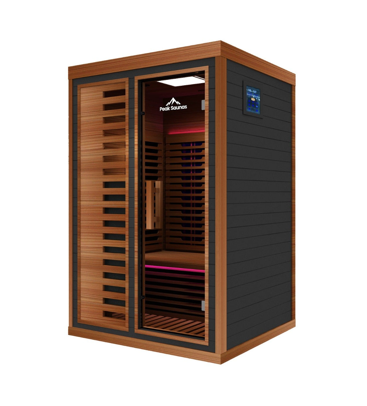 Peak Saunas Fuji 2-Person Full Spectrum Infrared Sauna with Built-In XL Medical-Grade Red Light Therapy & Smart WiFi App Control