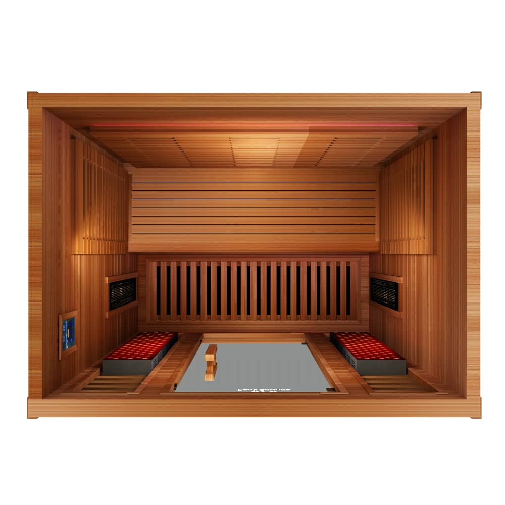 Peak Saunas Matterhorn Luxury 3-Person Full Spectrum Infrared Sauna with Built-In XL Medical-Grade Red Light Therapy & Smart WiFi App Control