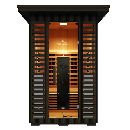 Peak Saunas Patagonia 2-Person Outdoor Full Spectrum Infrared Sauna with Built-In XL Medical-Grade Red Light Therapy and Smart WiFi App Control