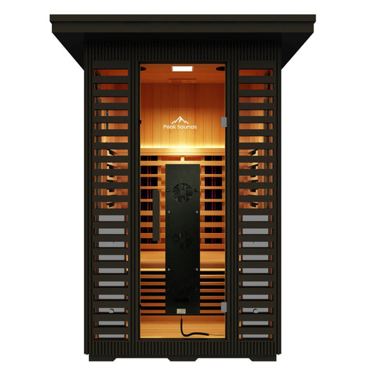 Peak Saunas Patagonia 2-Person Outdoor Full Spectrum Infrared Sauna with Built-In XL Medical-Grade Red Light Therapy and Smart WiFi App Control